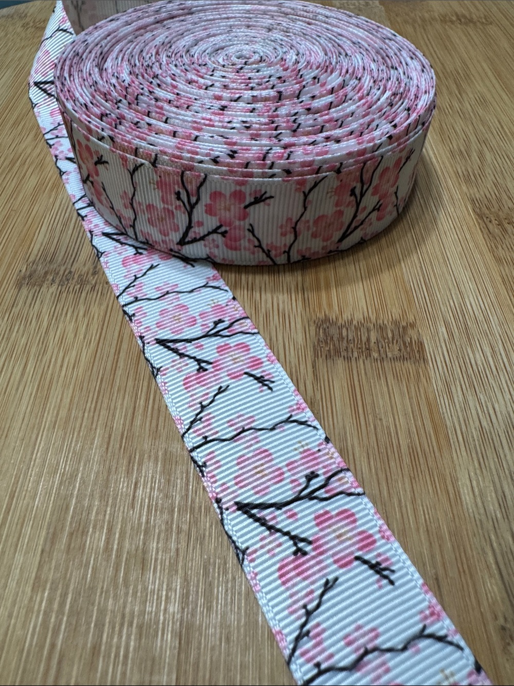 Grosgrain Ribbon with Cherry Blossom Prints